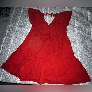 Old Navy Flame Scarlet Swing Flutter Sleeve Dress Medium NWOT